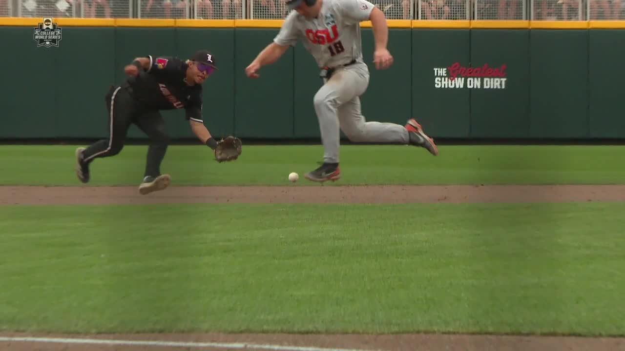 Louisville's disastrous fielding error leads to tie ballgame in 9th
