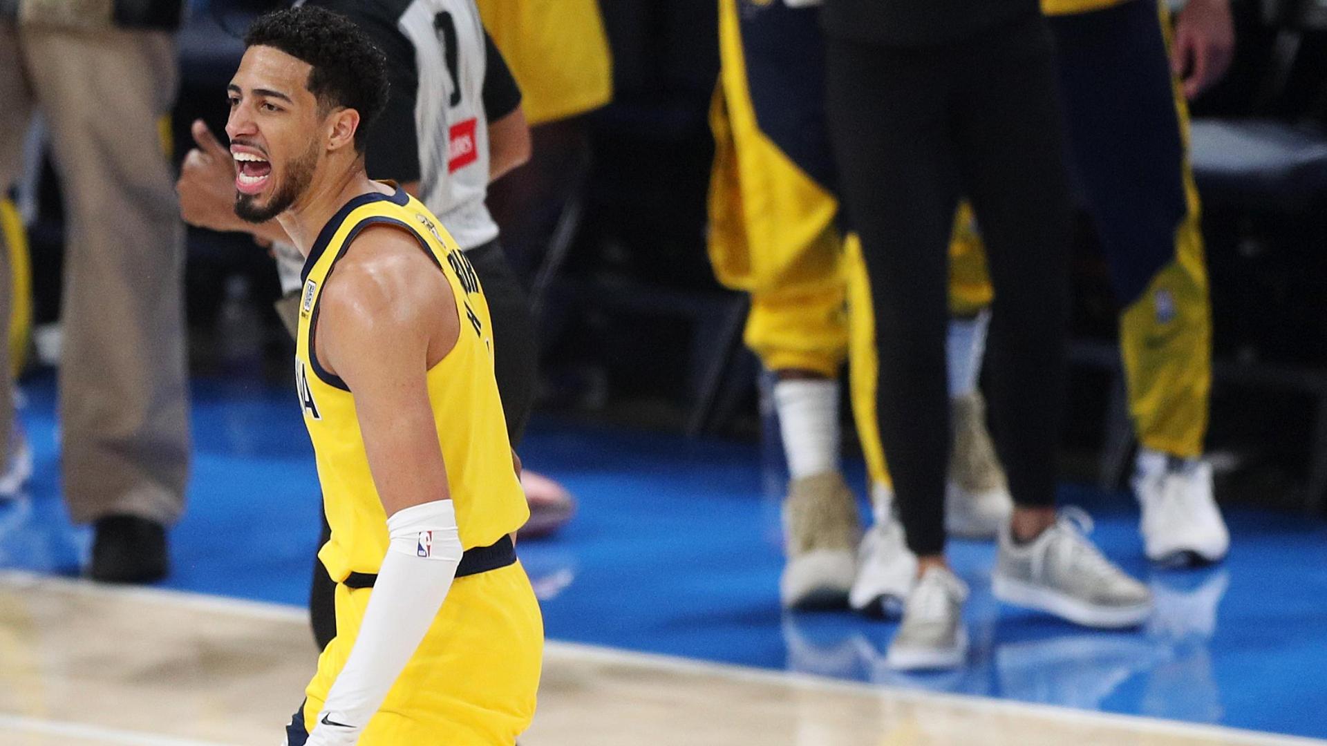 Tyrese Haliburton's deep 3-pointer forces OKC timeout
