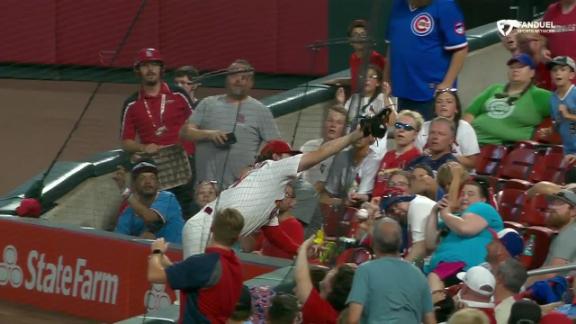 Alec Burleson falls into netting making this fantastic catch - ESPN Video