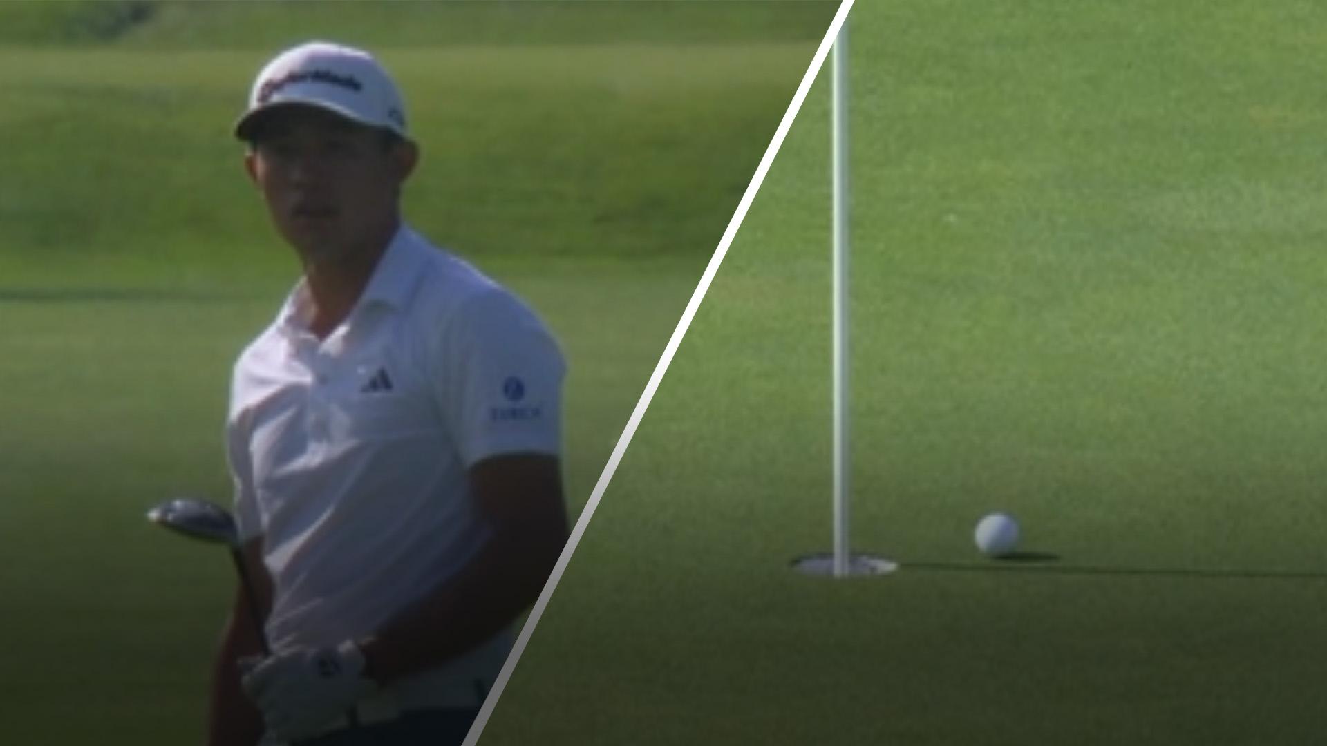 Collin Morikawa comes inches away from carding an albatross