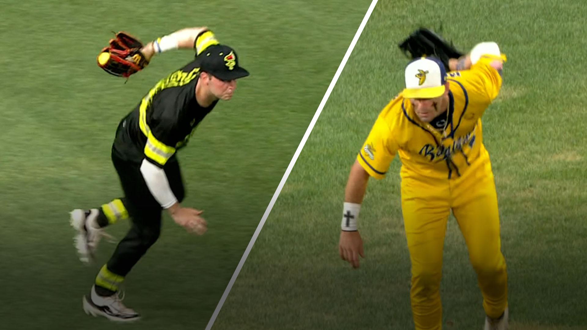 Bananas and Firefighters trade awesome trick catches in same inning