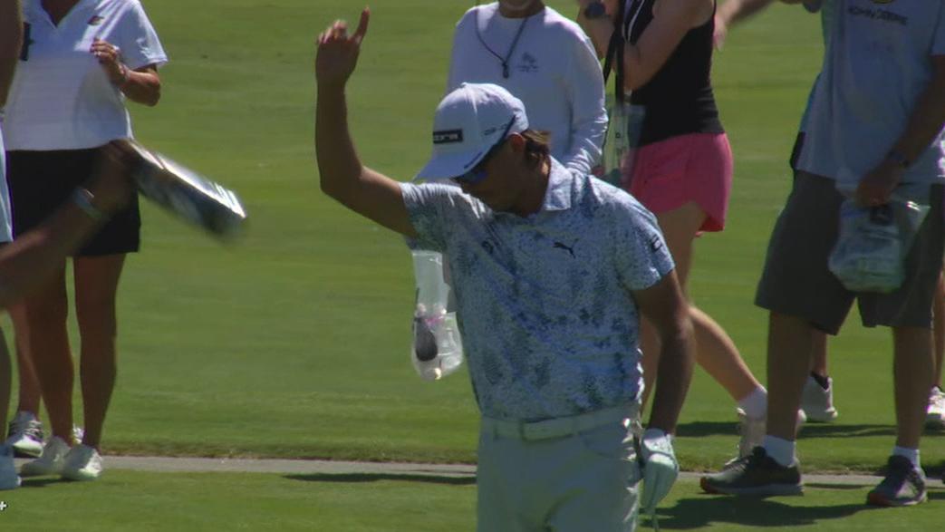 Rickie Fowler spins in eagle from fairway