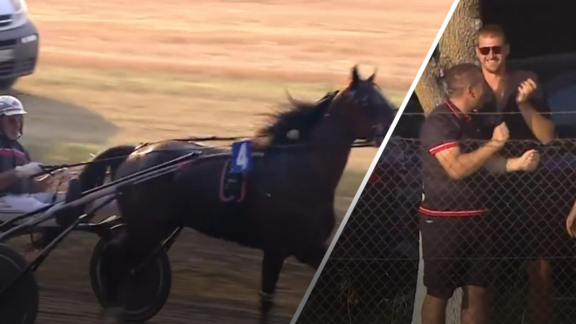 Nikola Jokic ecstatic as his horse wins its race