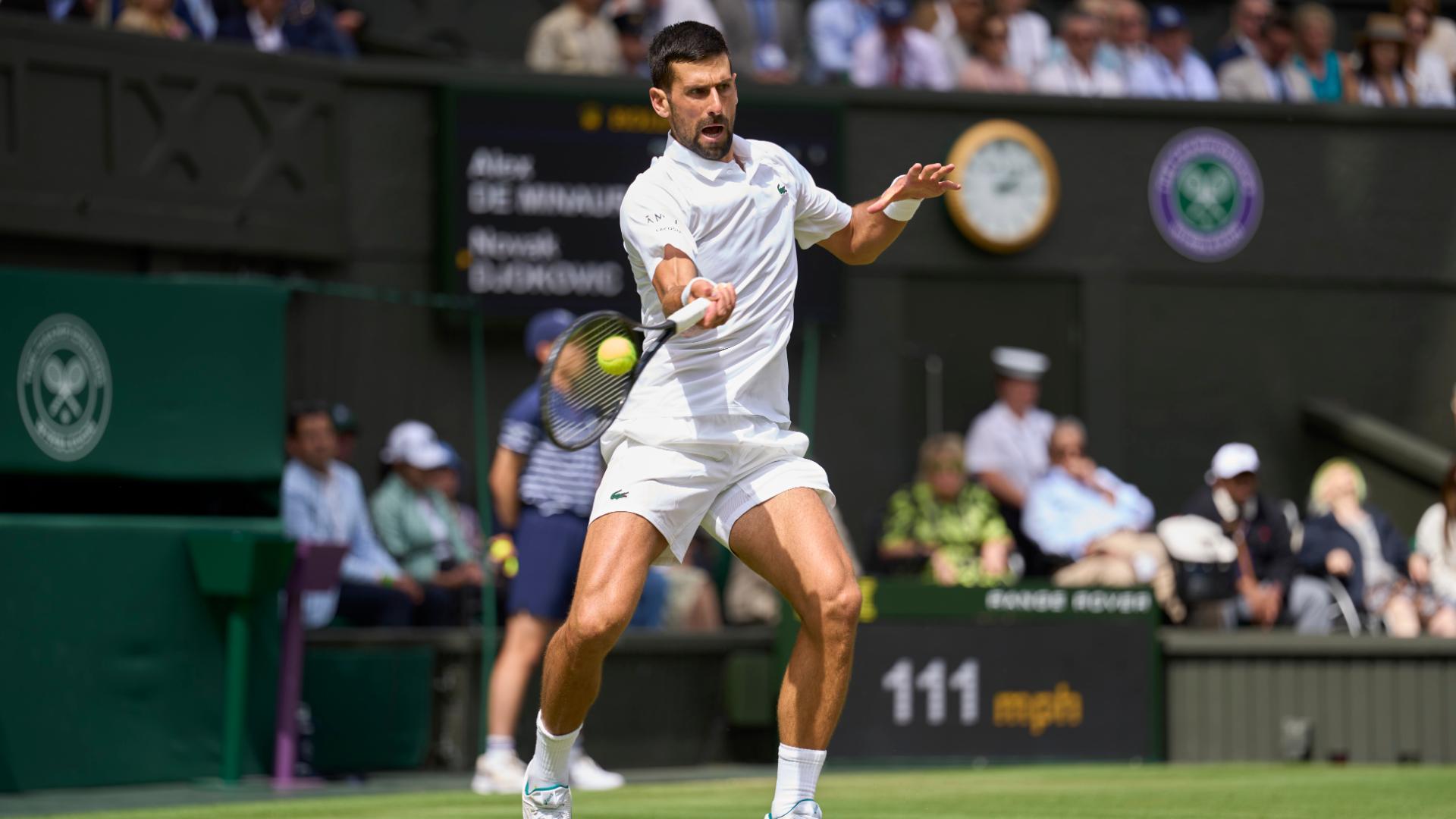 Djokovic finishes long rally to take 2-1 set lead over De Minaur
