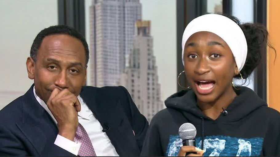 Stephen A.'s daughter Samantha A. roasts her dad on 'First Take'

