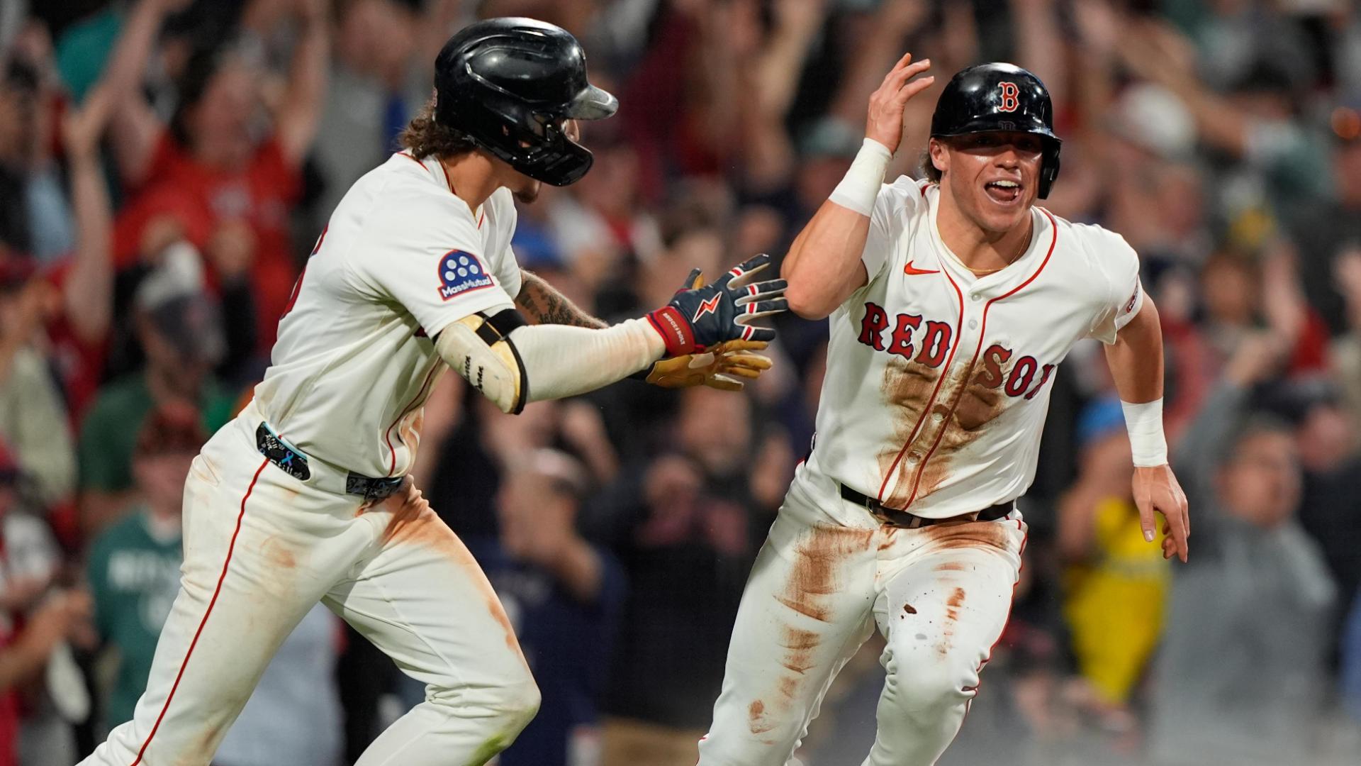 Nate Eaton beats throw home as Red Sox walk it off in extras