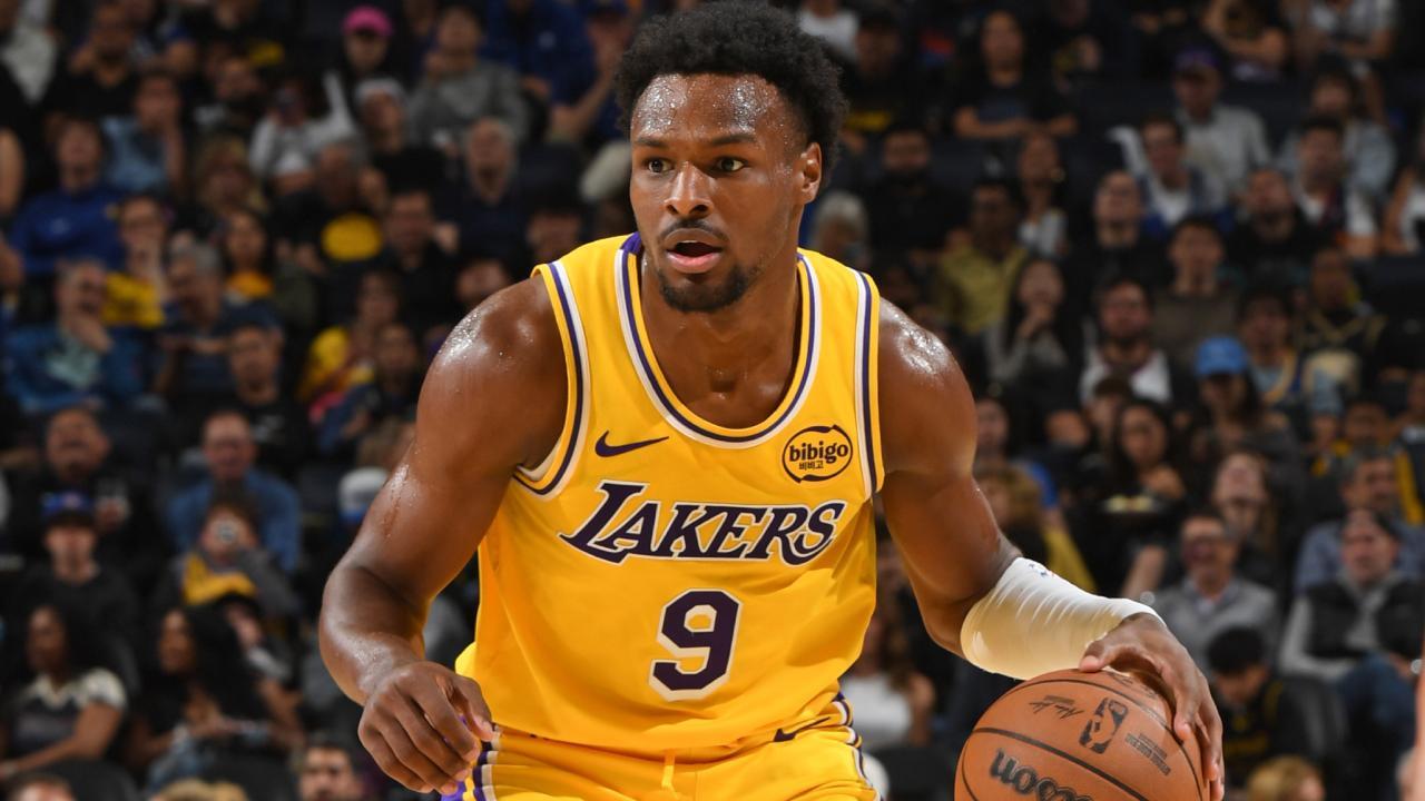 Bronny James flies in for a slick putback jam