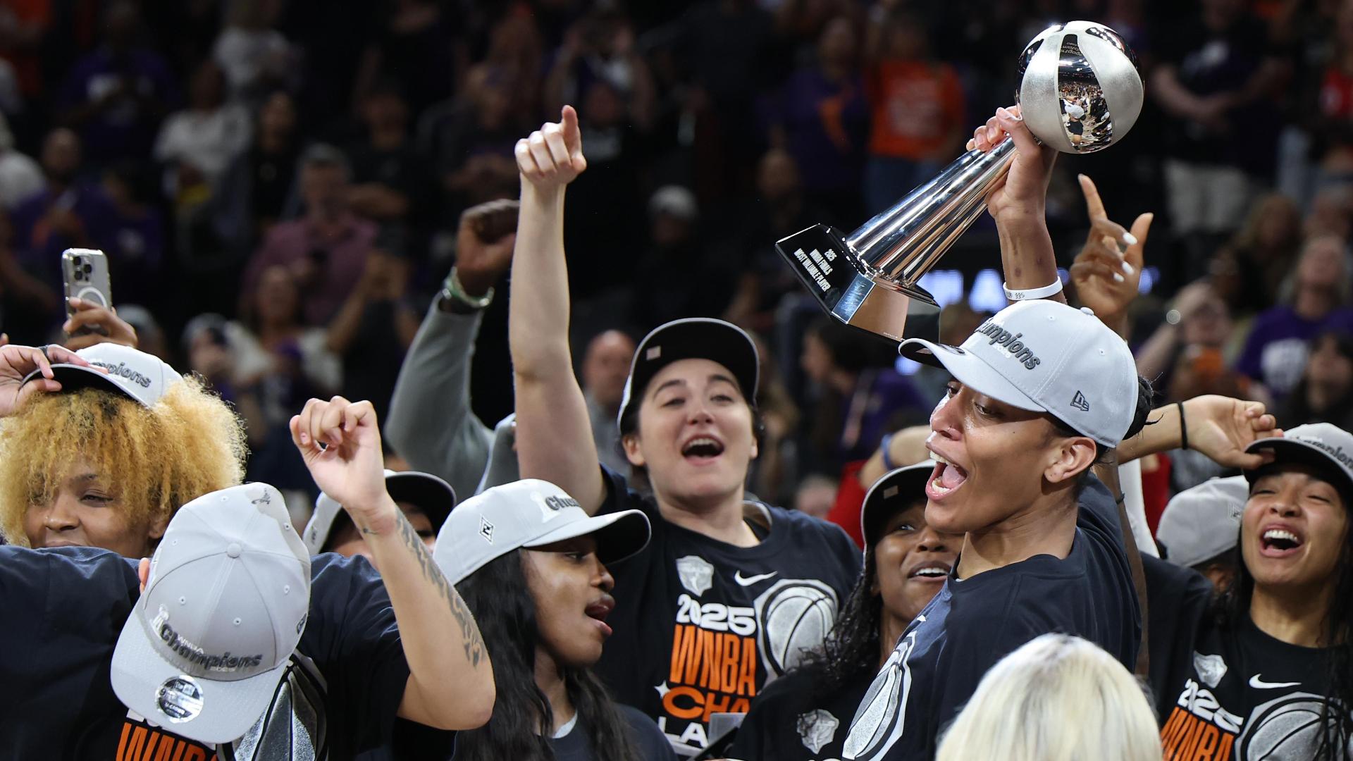 A'ja Wilson receives WNBA Finals MVP trophy
