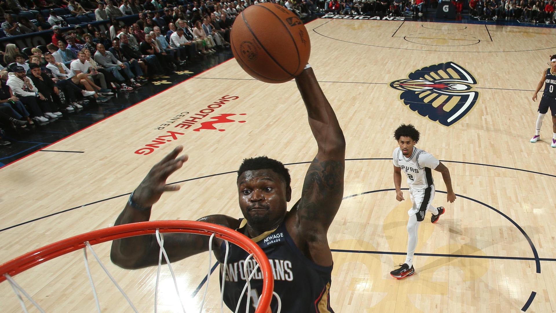 Zion soars for ridiculous putback jam over Wemby