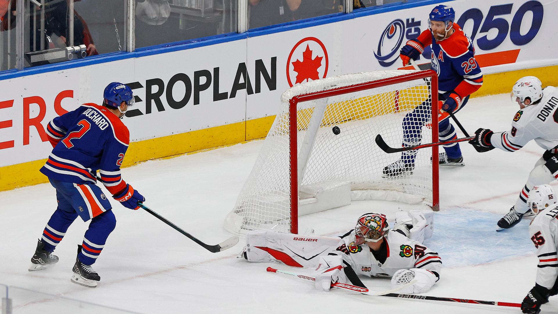 Evan Bouchard's rebound goal wins it in OT for Oilers