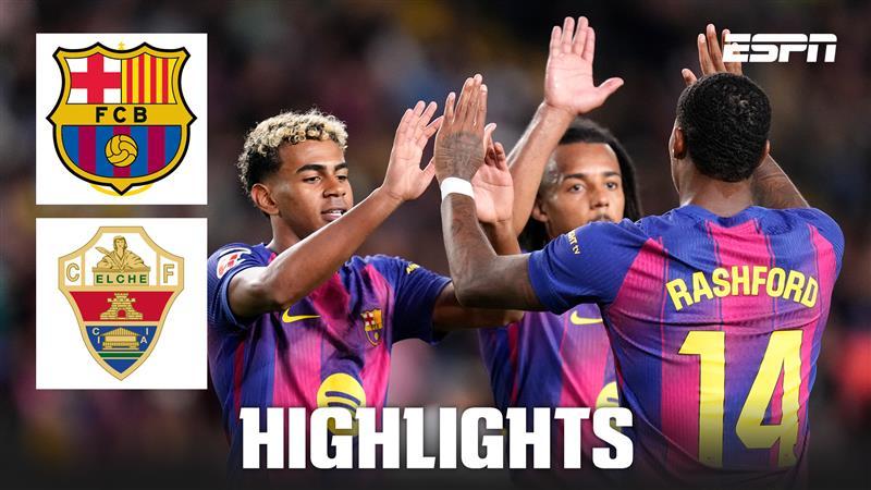 Marcus Rashford & Lamine Yamal score in Barcelona's win over Elche
