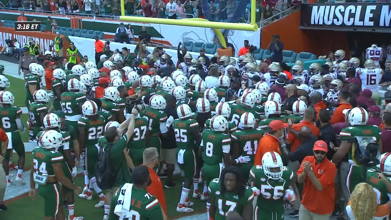 Miami Fsu Scuffle Before Game Watch Espn