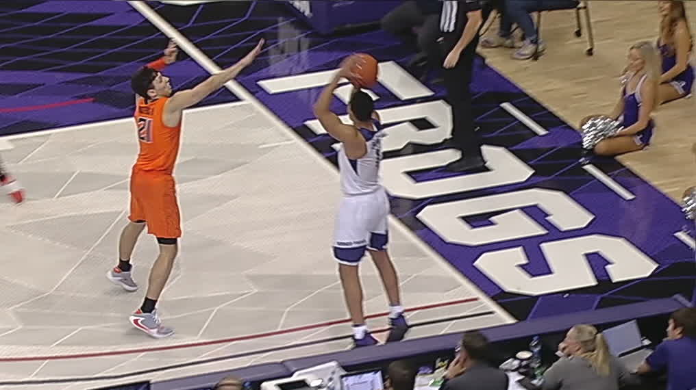 Tcu S Bane Knocks Down The Corner Triple Watch Espn