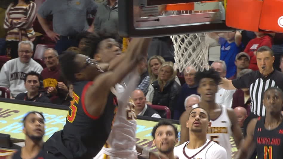 Smith Crashes The Board And Scores On The Tip Dunk For Maryland