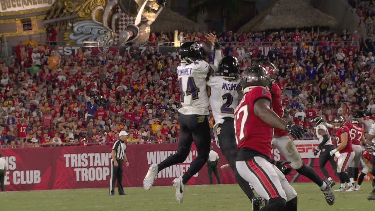 Marlon Humphrey hangs on for 2nd INT of the night