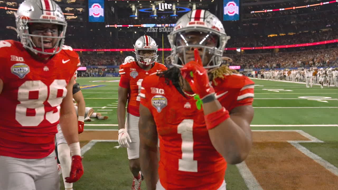Quinshon Judkins rumbles into the end zone for an OSU TD