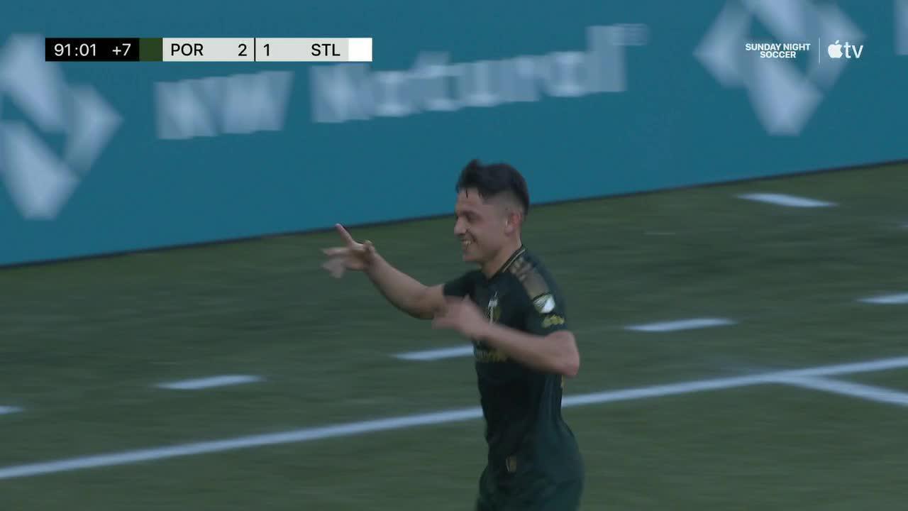 David Ayala slots in the goal for Portland Timbers