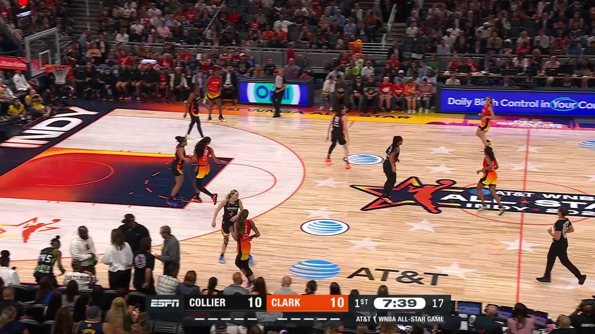 Sabrina Ionescu sinks back-to-back 4s for Team Clark