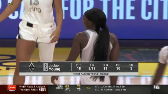 Jackie Young Records First Career Triple-Double in Las Vegas Win