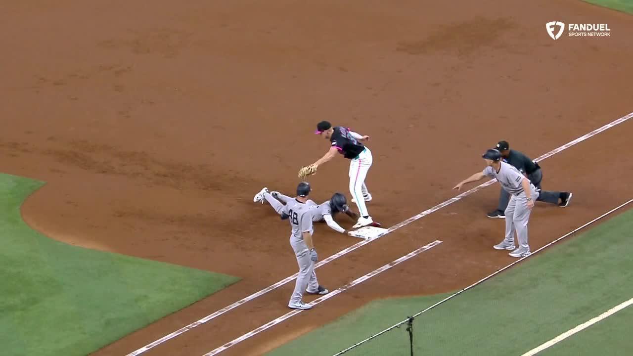Jazz Chisholm Jr. makes baserunning blunder to get doubled up