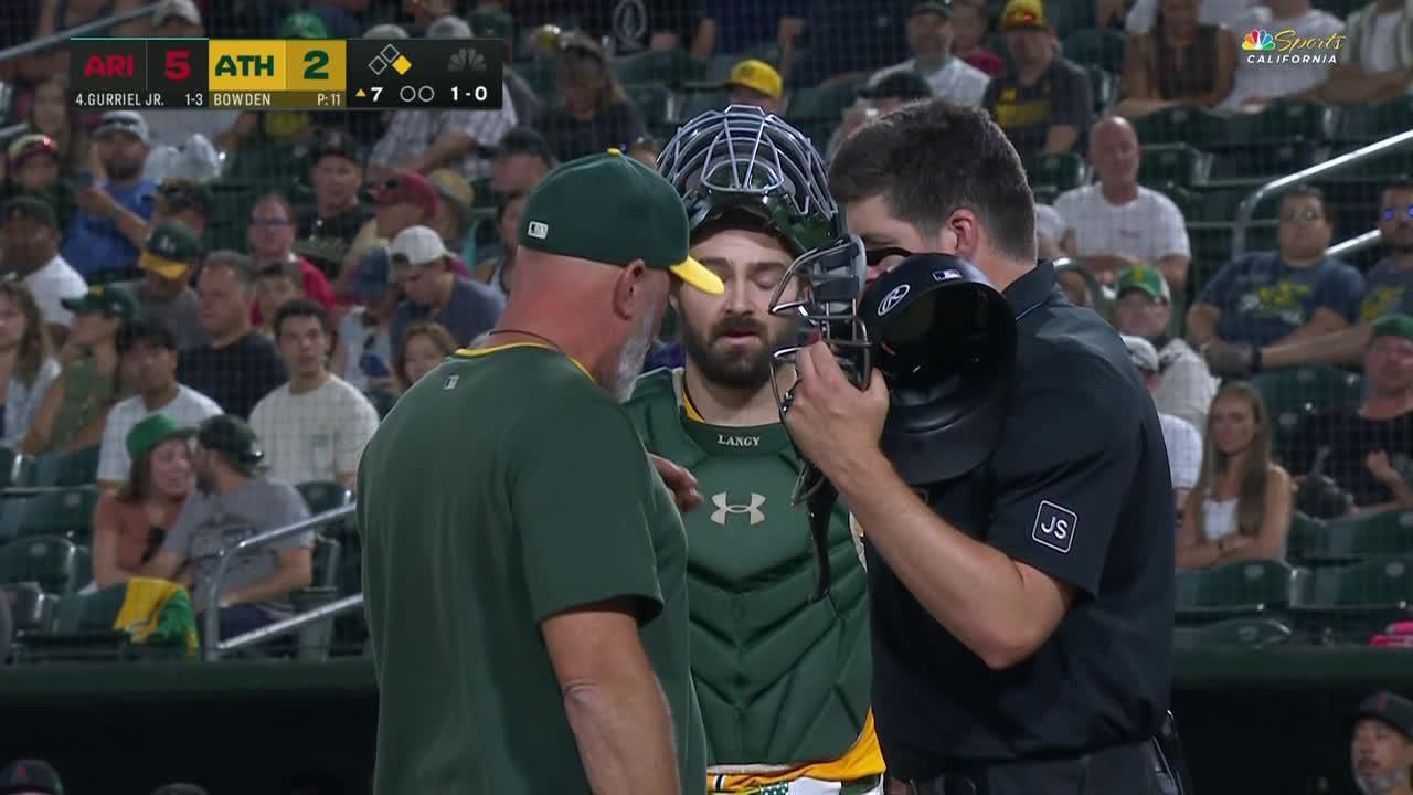 A's manager ejected after arguing balls and strikes