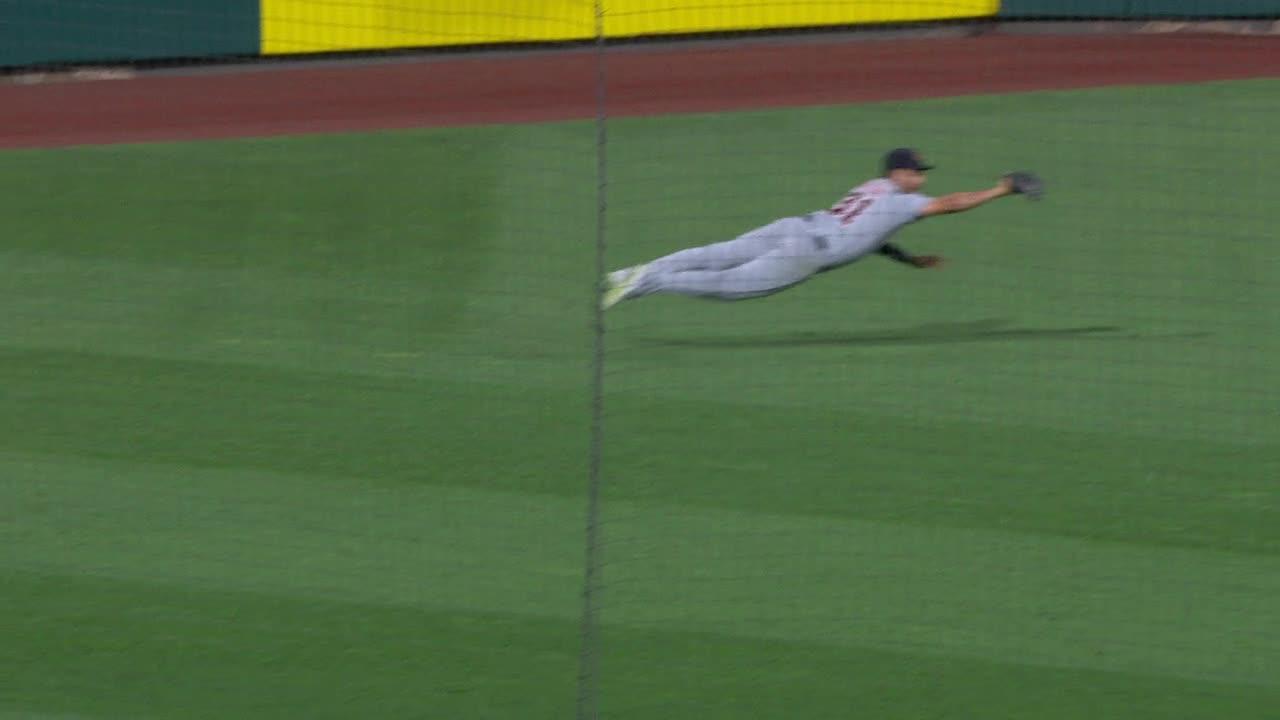 Riley Greene lays out for two amazing diving grabs