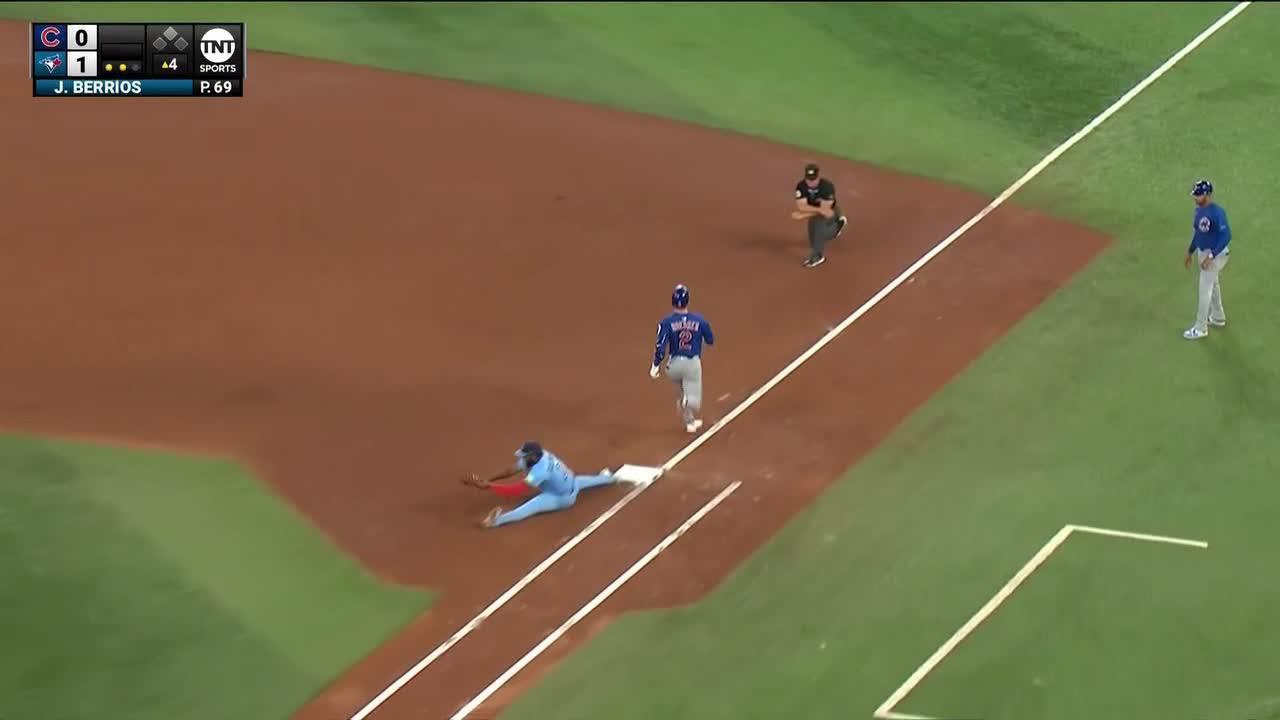Vladimir Guerrero Jr. gets the out with the split