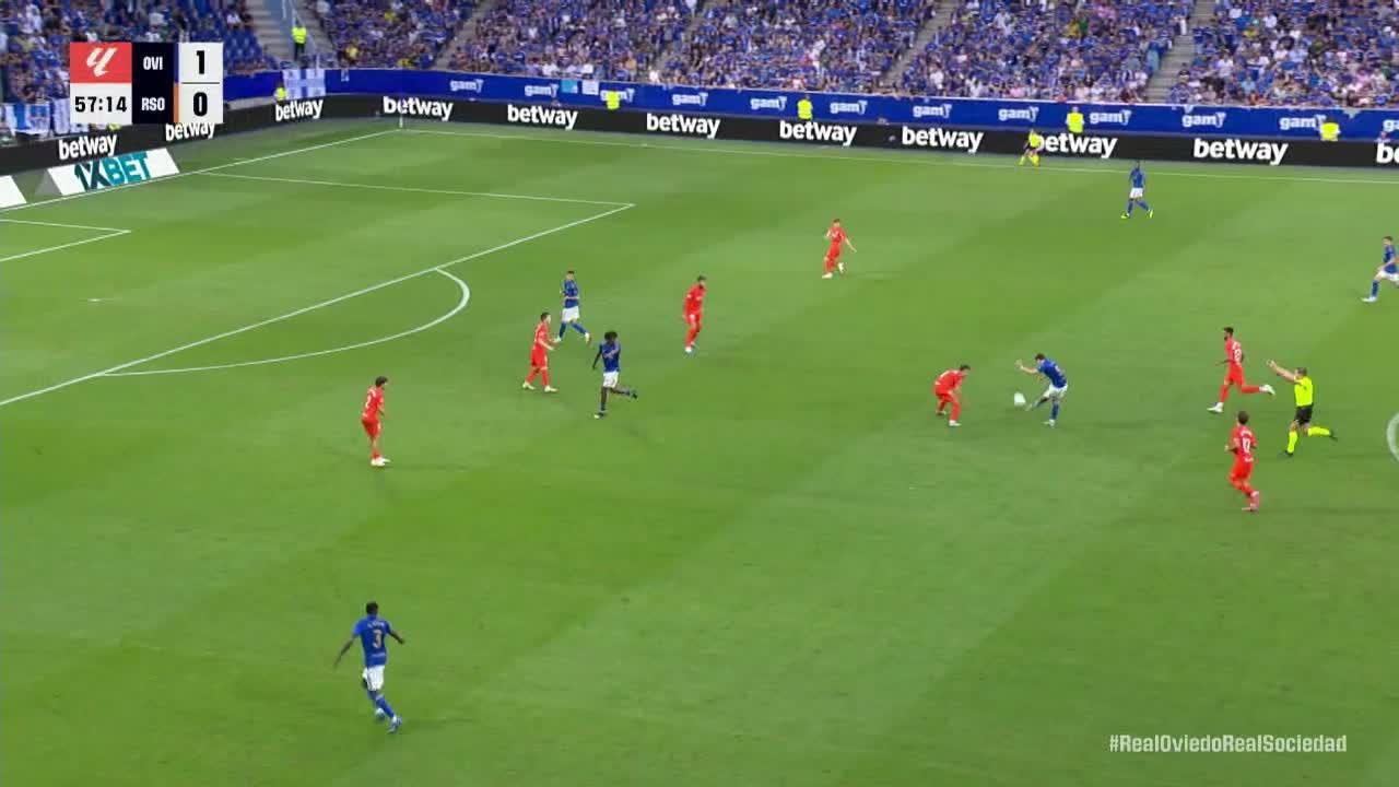 Haissem Hassan hits the woodwork