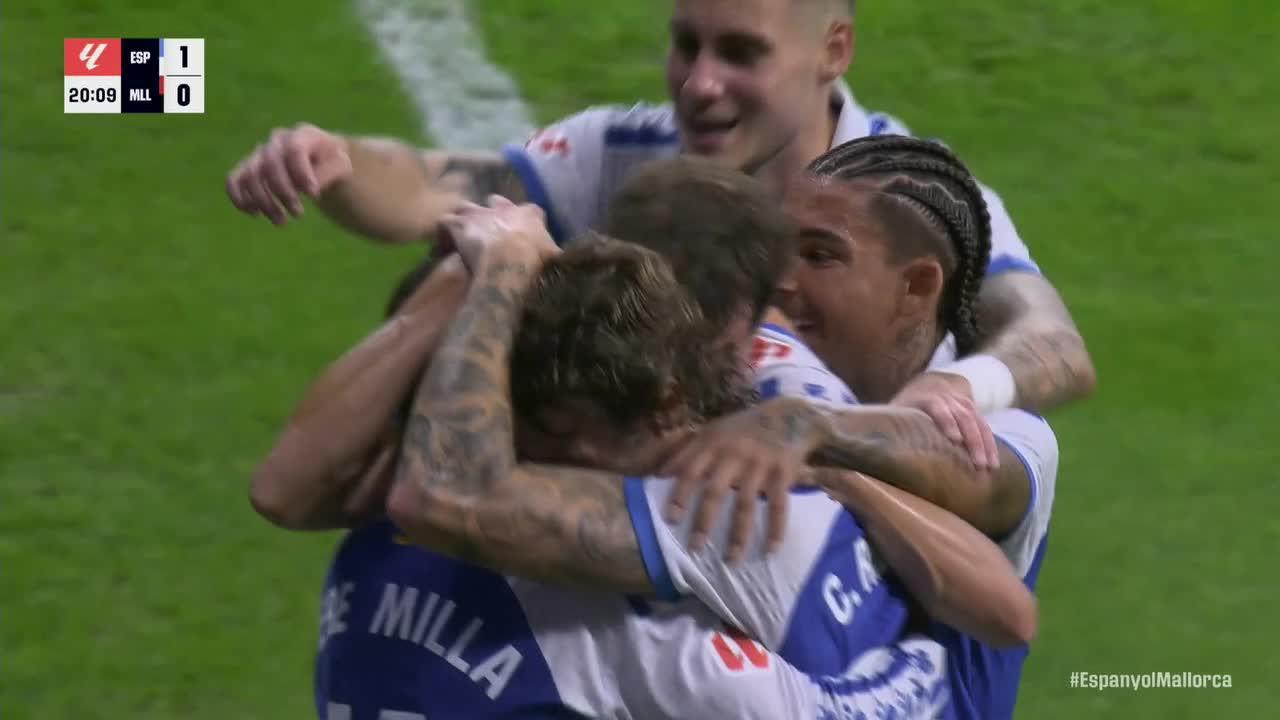 Pere Milla scores goal for Espanyol