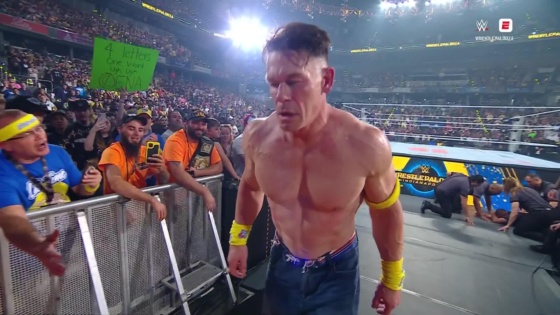 John Cena receives a standing ovation as he leaves the ring