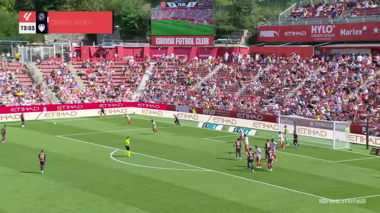 Matias Moreno hits the woodwork