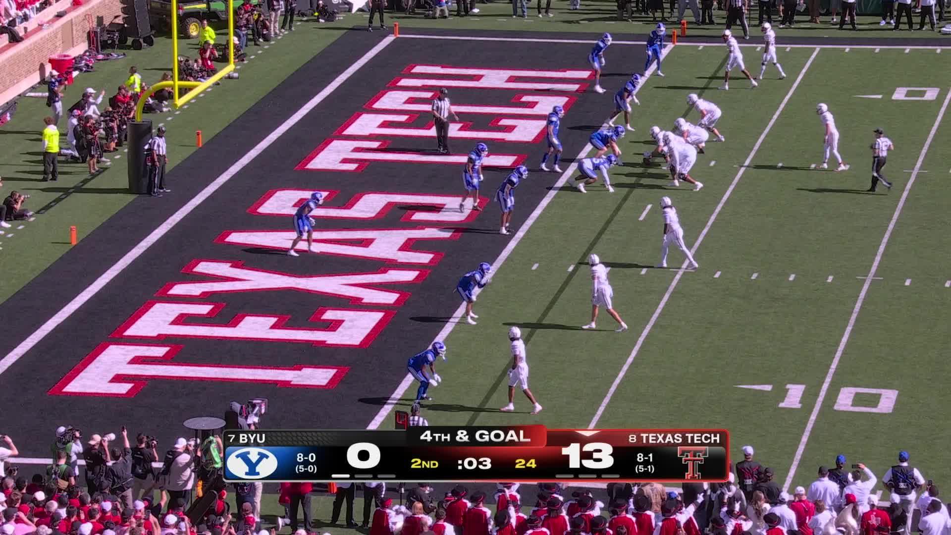 Texas Tech stopped on 4th-and-goal before halftime