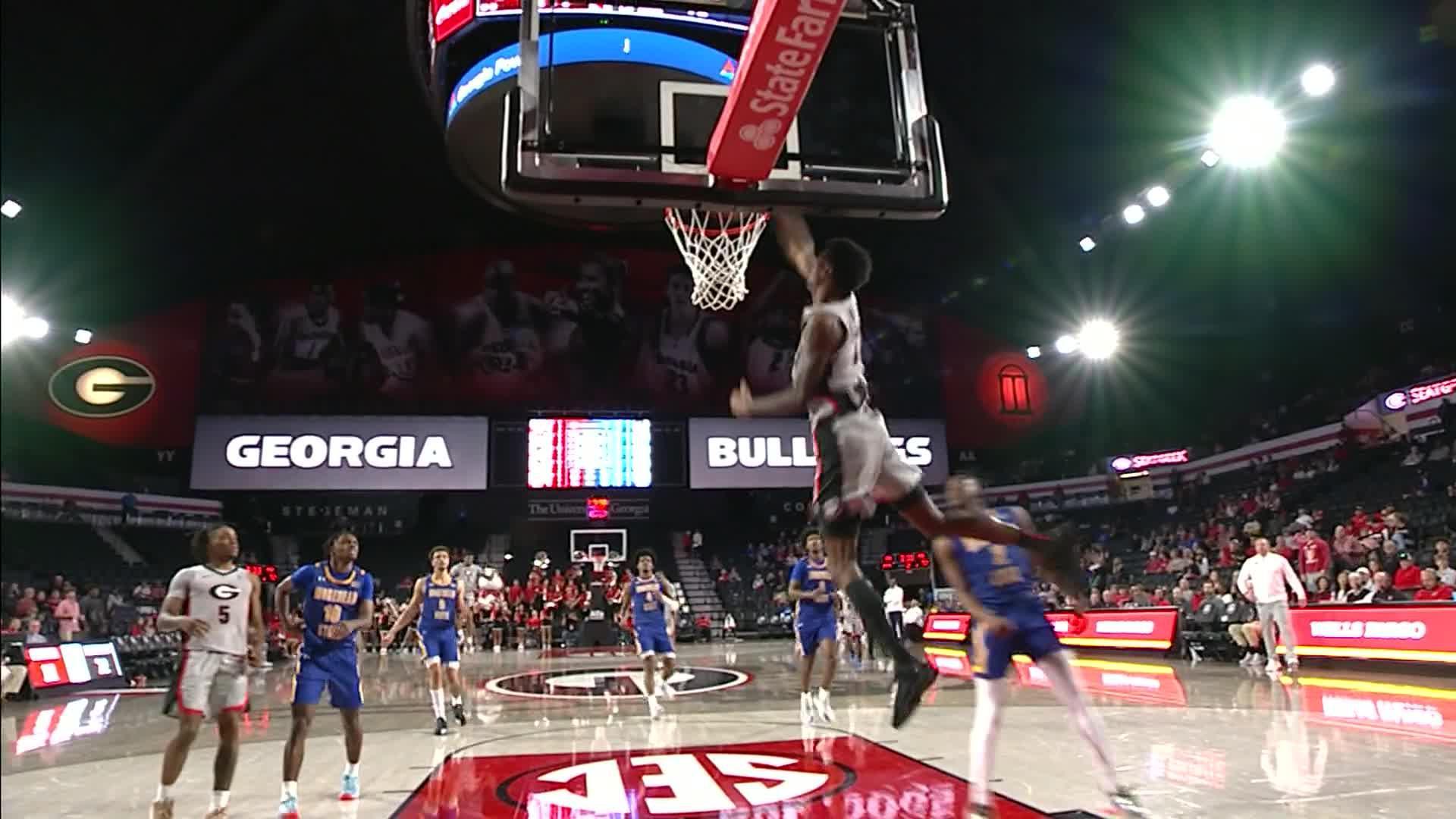 Jake Wilkins channels his dad with an amazing windmill slam