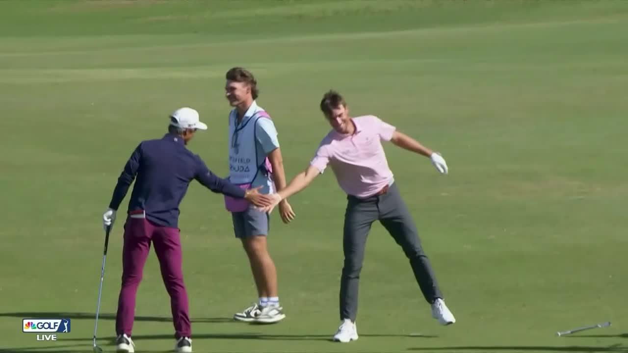 Matthew Riedel drops in an eagle on the 12th hole