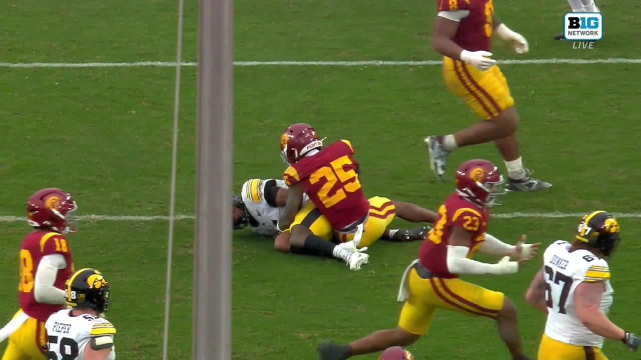 Jahkeem Stewart snags the INT off a bizarre bounce