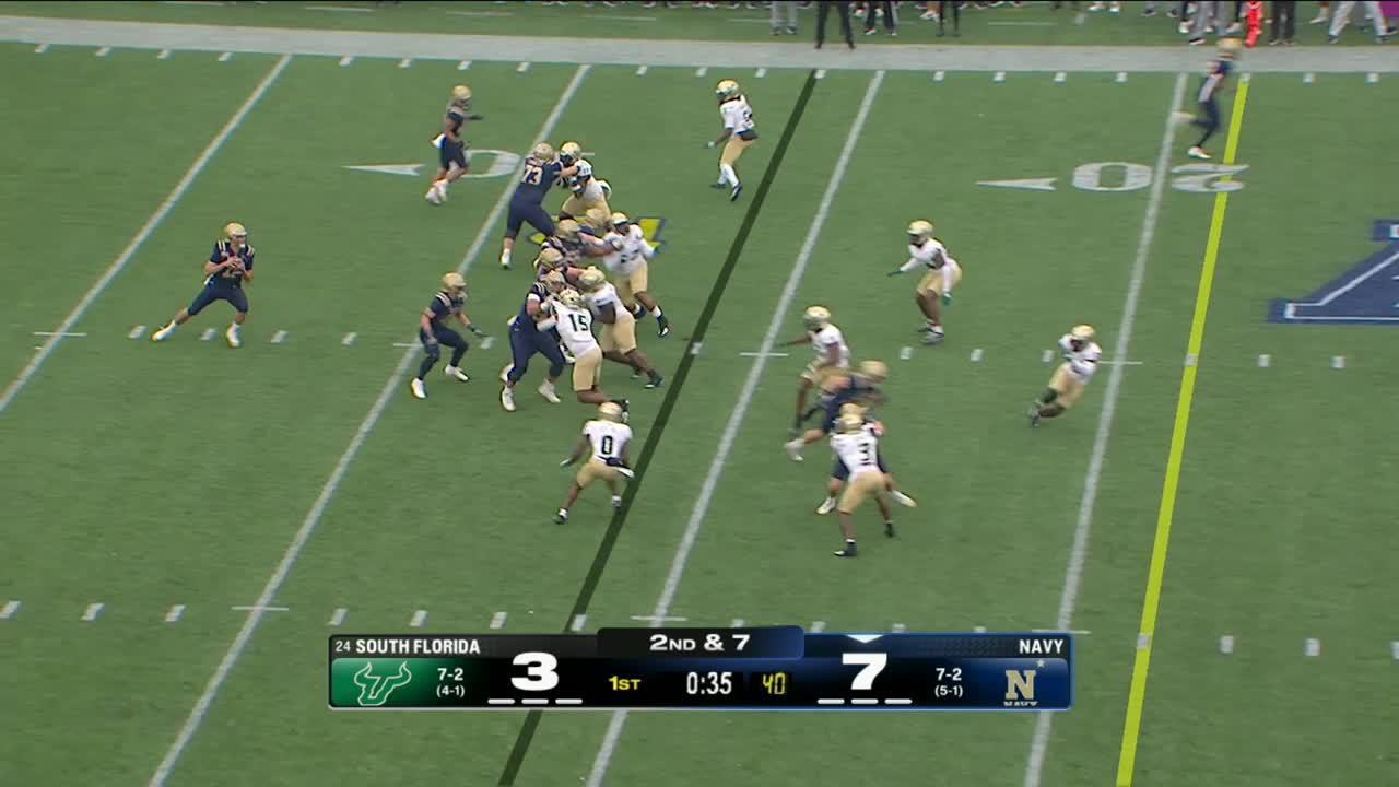Eli Heidenreich makes great one-handed 82-yard grab to set up a Navy TD