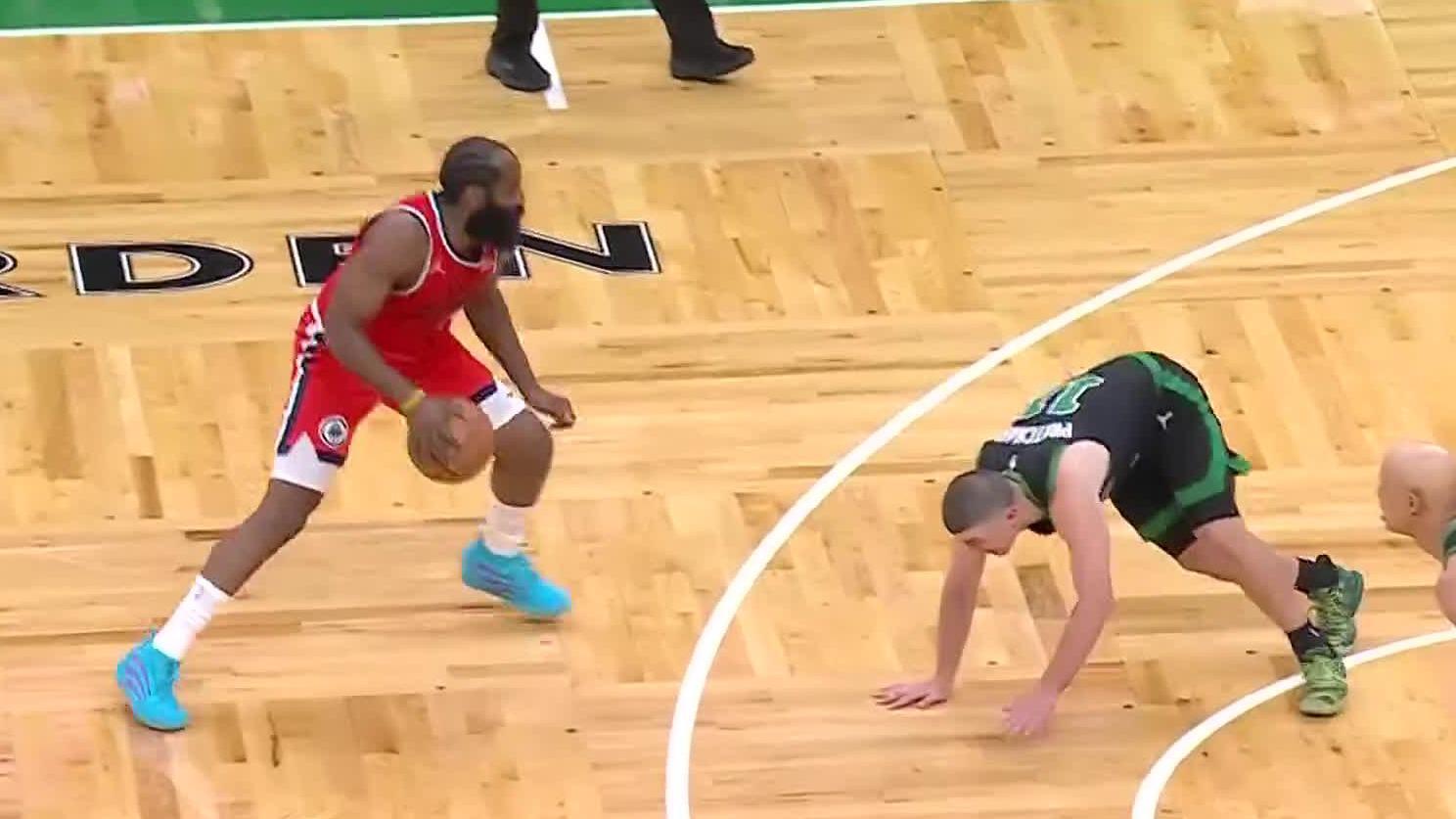 Harden folds Pritchard with a nasty crossover